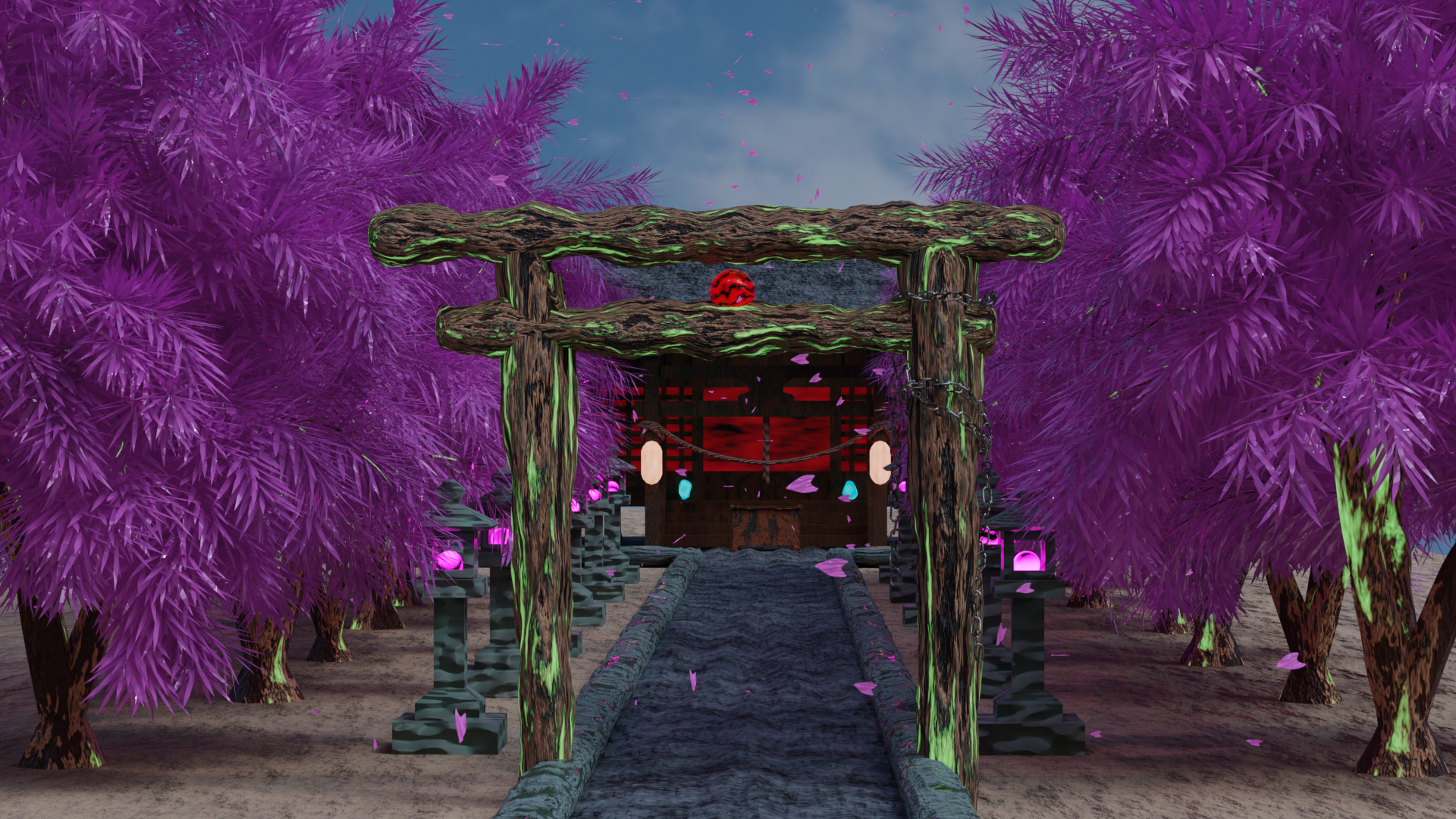 夜桜と寺 bright ver.